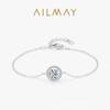 Pulsera redonda de plata esterlina S925 con circonita, pulsera sencilla de lujo ligero con diamantes completos para niña, joyería elegante europea y americana para combinar con todo