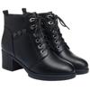 Botines cortos para madre de mediana edad Forrados de vellón Cálidos Zapatos de cuero Otoño e Invierno Suela blanda Combinan con todo Mediana edad Mediana edad y Ancianos Zapatos de algodón Botas Martin de ocho ojales