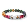 Pulsera tejida a mano con corona de lapislázuli europeo y americano de 8 mm, ágata negra, ágata roja, ojo de tigre, nicho original, venta al por mayor