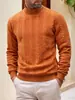 Ropa de punto europea de talla estándar para otoño e invierno, ropa de punto, diaria, color liso, moda joven para hombre, jacquard, cuello alto, lana cálida