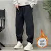 Pantalones jogger para hombre de marca moderna, forrados de polar para invierno, elegantes, casuales, de alta gama, holgados, cómodos, con cremallera, deportivos