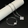 Conjunto de Pulseira e Colar Flor de Lis Camélia Zircônia Micro-Pavimentado Estilo Europeu e Americano Luxo Leve Venda Quente Transfronteiriça