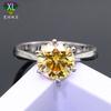 Gran Venta Anillo Clásico de Seis Garras de Moissanita Amarillo Dorado 0.5-3 Quilates Piedra Diamante de Moissanita Amarilla Regalo del Día de la Madre
