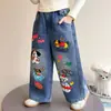 Pantalones Vaqueros para Niña Otoño 2026 Nuevos Elegantes de Bebé con Dibujos Pantalones de Pierna Ancha Ropa de Primavera y Otoño para Niños Pantalones de Pierna Recta