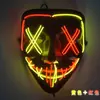Máscara Halloween V-Shaped Duas Cores Cruz Brilhante Dança Fantasma com Sangue Piscante Horror Máscara Led Atacado para Festa de Festival