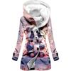 Cortavientos de Invierno para Mujer con Forro de Felpa, Estilo Europeo y Americano, Estampado Digital 3D de Animales, Abrigo con Capucha, Venta al por Mayor