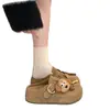 Pantuflas Retro Birkenstock para Mujer Ropa de Exterior 2026 Otoño Nuevo Estilo Caricatura Persona Perezosa Slip-on Suela Gruesa Punta Cerrada Medias Pantuflas