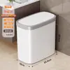 Cubo de Basura Hogareño Baño Inodoro Gran Capacidad Dormitorio Sala de Estar Cocina Tipo Pulsador con Tapa Costura Estrecha Papelera de Lujo Ligero