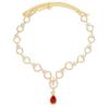 Collar de circonita geométrica estilo INS, temperamento de alto grado, gota de agua, cadena de clavícula con incrustaciones de diamantes rojos, accesorios europeos y americanos 06