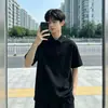 Camisa Polo de Algodão Puro com Gola Reversível Estilo Americano de Manga Curta para Homens, Verão Solta Casual Versátil Business Camiseta de Manga Curta Tendência