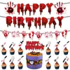 2025 Halloween Nuevo Diseño de Fiesta de Horror Sangrienta Bandera de Cumpleaños de Mano Sangrienta Juego de Adornos de Panal Venta al por Mayor