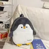 Mochila Escolar de Felpa para Mujer, Linda Mochila de Dibujos Animados de Pingüino para Estudiantes Mujeres, Mochila Suave y Linda de Animal de Felpa, Moda Otoño e Invierno