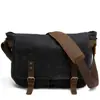Estilo Universitário Nova Bolsa de Ombro Masculina em Lona Bolsa Transversal Couro Crazy Horse Retrô Quadrada Horizontal Moderna Bolsa para Computador