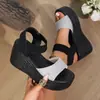 Sandálias Romanas Femininas de Uma Tira com Fivela, Salto Alto, Moda Casual, Tamanho Grande, Estilo Novo de Verão 2024