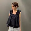 Os Tamanhos Foram Atualizados. Estilo Chic Coreano. Novo Top de Verão com Design Coreano e Clavícula à Mostra para Mulheres