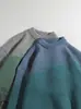 Suéter de Punto de Color Contrastante Degradado Retro de Manga Larga para Hombre Invierno 2025 Nuevo Cuello Redondo Cálido Suave Tejido tipo cera Top Interior