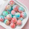 Acrílico artículos de alta calidad UV dos colores halo imitación cerámica cuentas redondas cuentas sueltas DIY cadena para teléfono móvil material para abalorios accesorios de joyería