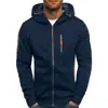 Cross-border Novo tamanho grande masculino outono e inverno esportes fitness jaqueta casual braço zíper suéter cardigan casaco com capuz