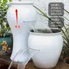 Filtro Paisajismo Juego Completo de Adornos Cerámicos para Estanques de Peces Maceta de Cerámica Tanque de Peces Antiguo Agua Circulante Piscicultura Agua Corriente Cascada