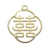 Pieza de Hierro Joyería Bendición de Boda y Felicidad Flor Doble Felicidad Pieza Colgante 22mm Pequeño Colgante de Palabra Feliz Borla Doble Felicidad Pieza Colgante Pequeña