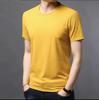 Camiseta de manga corta para hombre de color sólido al por mayor talla grande talla grande verano estilo coreano ajuste ceñido moderna guapa cuello redondo manga media