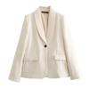 Estilo Europeo y Americano para Mujer Nuevo Vestido Cuello Slim Color Puro Versátil Chaqueta de Traje + Pantalones Casuales Plisados de Cintura Alta Conjunto de Dos Piezas