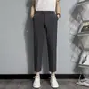 Pantalones Pequeños de Estilo Business Casual para Hombre Ajustados Pierna Estrecha Rectos Moda Otoño Nuevo Traje Pantalones Cortos Hombre