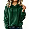 Outono/Inverno 2026 Cruzamento Europeu e Americano Amazon Novo Blusa Feminina com Capuz Cordão Veludo Coreano Cor Sólida Manga Longa