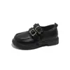 Zapatos de Cuero para Niñas Estilo Nuevo Primavera 2026 Estilo Británico Negros Versátiles Zapatos Planos para Niñas Pequeñas Actuación Estudiantil Zapatos Casuales Modernos