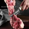 Faca pequena mongol padrão Damasco forjada à mão Faca de carne afiada portátil com cabo Faca pequena para frutas doméstica