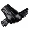 Guantes de Cuero Gruesos de Terciopelo de Invierno para Hombre, Impermeables a Prueba de Viento, Calientes para Ciclismo, Pantalla Táctil, Guantes para Conducir Motocicleta al Aire Libre