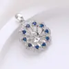 Accesorios para Set de Joyería de Perlas DIY Anillo Colgante Pendiente de Girasol Zirconia Azul Profundo Clásico y Elegante
