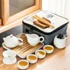 Caja de Viaje Portátil Set de Té Kung Fu Cerámica Vajilla de Té Una Tetera Cuatro Tazas Set Completo Venta al por Mayor Regalo Logo