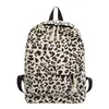 Nova Mochila Casual Bordada Masculina e Feminina Estampa de Leopardo Bolsa Feminina Versátil Moda Tendência Mochila Estudante