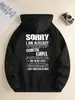 Sudadera con capucha de moda para hombre, Sudadera casual para uso diario con cordón, Combinación de letras, Bolsillo canguro frontal
