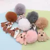 Llavero de Perro de Cuero Lindo Dibujo Animado Bulldog Francés Colgante para Bolso Accesorio Pequeño Regalo Adorno Colgante Creativo