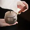 Bule Antigo de Cerâmica das Dinastias Tang e Song com Esmalte de Forno Cerâmica Rústica Jarra com Alça Lateral, Fogareiro de Chá com Furos em Forma de Bola, Conjunto de Chá Kung Fu, Recipiente Retro para Preparo de Chá
