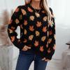 Suéter Tricot Pulôver Solto de Gola Redonda e Manga Longa com Jacquard de Folha de Bordo - Novo Suéter de Outono e Inverno para Mulheres - Cruzamento Europeu e Americano Amazon