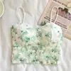 Explosiones Estilo Pastoral Rosa Floral Pequeño Tirante Espalda Hermosa Chaleco Cinturón Almohadilla para el Pecho Envoltorio del Pecho Anti-deslizamiento Base Ligera Corto Sin Tirantes