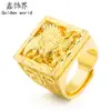 Anillo Doble Capa Estilo Águila Dorado Arena Vietnamita para Hombre, Cobre Ecológico Chapado en Oro Real, Anillo para Hombre, Joyería de Boda para Mujer