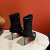 2026 Nueva Moda Punta Fina Pedrería Gamuza Elegantes Tacones Altos Temperamento Femenino Elegantes Cómodos Botines