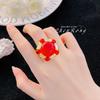 Anillo de Hemoglobina de Paloma Artificial de Estilo Medio Vintage Igual al de TikTok Net Red Anillo Femenino Huevo de Paloma Grande Baojia