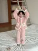 Pijama Infantil Otoño e Invierno Espesado Niñas Felpa Ropa de Casa Invierno Bebés Niñas Franela Niñas Ropa Cálida