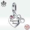 Evelle Original Amor Infinito Pulsera con Colgante de Plata de Ley s925 Corazón con Circonita Tallado Texto Colgante Accesorios