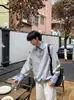 Conjunto de Duas Peças Masculino, Estilo Coreano de Outono, Caimento Solto, Moletom com Gola Camisa Color Block, Blusa de Manga Longa, Color Blocking