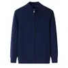 Cárdigan Base de Punto Liso de Cachemira de Color Sólido, Calibre 7, Cuello Semi-Alto con Cremallera, Suéter de Punto Casual de Moda para Hombre, Grosor Medio