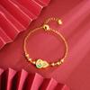Pulsera de tres cuentas de calabaza con filamento hueco vintage de oro arena de Vietnam para mujer, joyería ligera de lujo de alta gama, sin color, de larga duración.