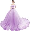 Falda Abullonada de Tul Colorida Estilo Nuevo 2026 Europea y Americana con Cola Larga, Dobladillo de Falda Grande Vestido de Novia, Vestido para Banquete, Examen de Arte, Vestido para Actuación en Solitario