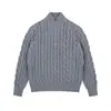 Nuevo suéter de punto para hombre de otoño e invierno con textura de punto trenzado estilo old money, cuello alto con media cremallera, venta al por mayor de fábrica transfronteriza