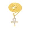 Colgante de llave egipcia Ankh con incrustaciones de diamantes, collar de hip-hop europeo y americano para hombres y mujeres.